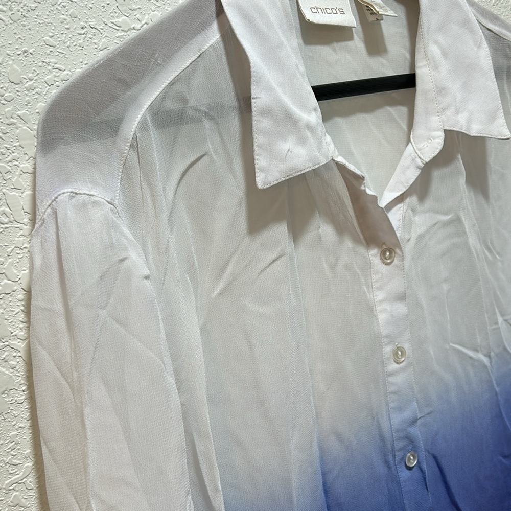 Chicos  button up purple&white ombre top size 2 GUC… - Picture 7 of 12